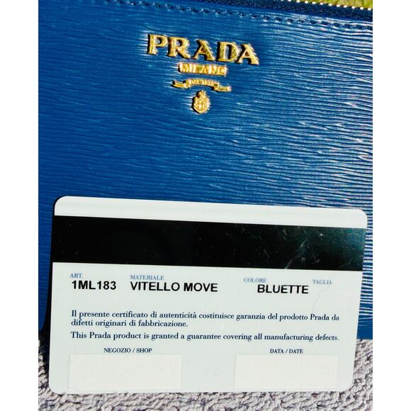 Prada Blue Saffiano Leather Zip Around Wallet | Authentic w/ Card - Picture 8 of 8